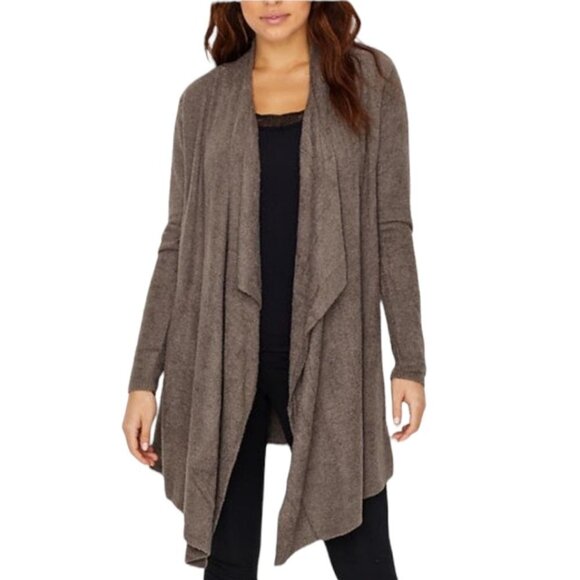 Barefoot Dreams ChicLite Calypso Drape Cardigan L/XL Waterfall Open Front Brown - Picture 1 of 11
